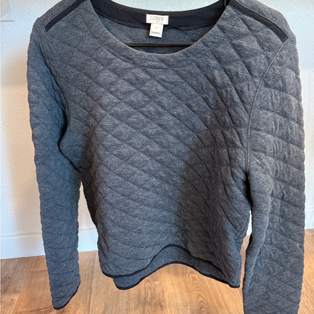 J. Crew Charcoal Quilted Pullover